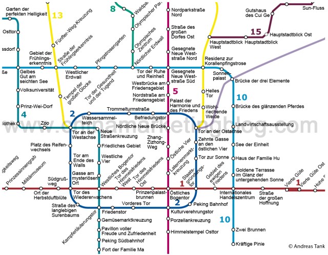 Dekodiert: Ausschnitt des Pekinger U-Bahn-Plans in deutscher Übersetzung. © at