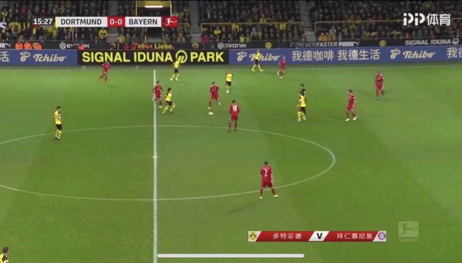 Virtuelle Tchibo Bandenwerbung im Signal Iduna Park in Dortmund. © BVB